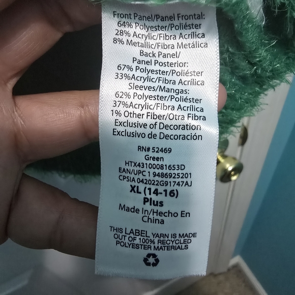 Holiday Time Owl Be Home For Christmas Sweater Size 14-16 Plus - Picture 5 of 5